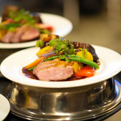 Roast Beef dinner plate for ambassador awards dinner