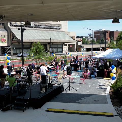 backstage at Tunes on the patio