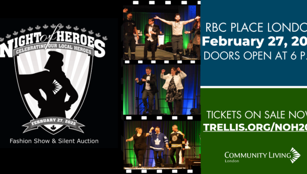 Night of Heroes Logo with shield, February 27, 2025 Fashion Show and Silent Auction